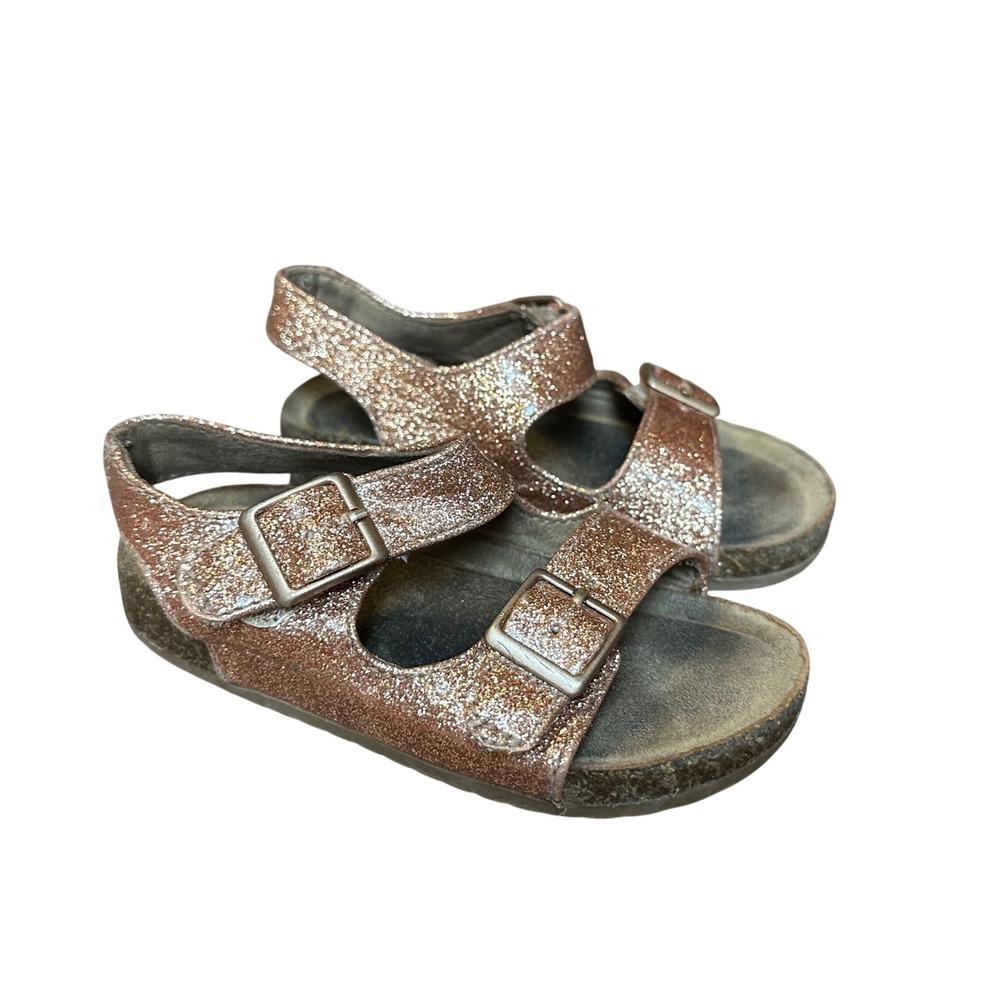 Cat Jack Kids‎ Rose Gold Glitter Cork Footbed Sandals Size 6 Toddler